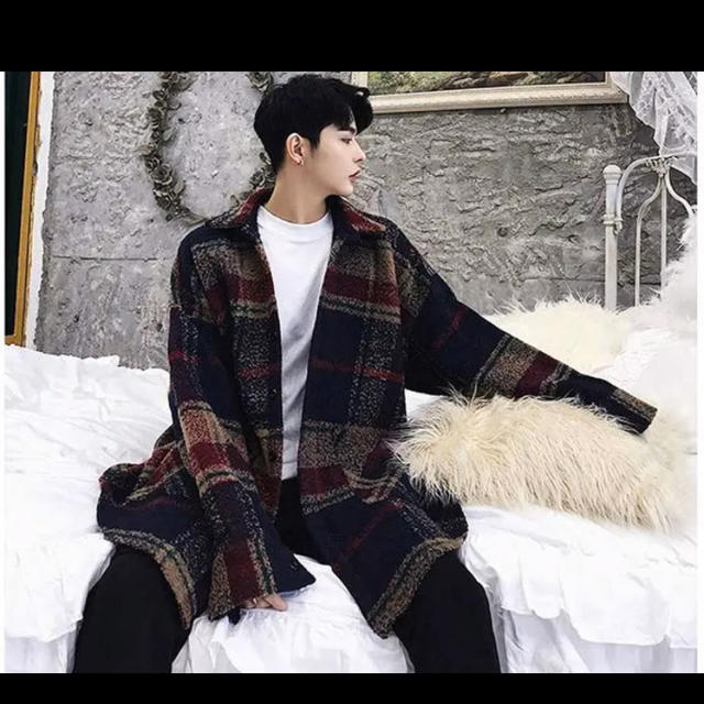 オーバーサイズグレンチェックコート  (韓国ファッション)