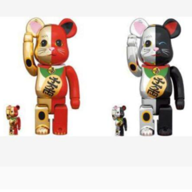 BE@RBRICK 招き猫 金×赤・銀×黒 100% & 400% 2体セットの通販
