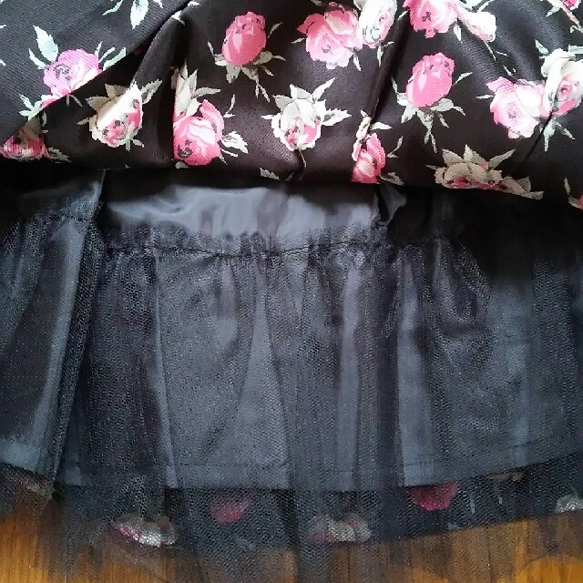 MISCH MASCH(ミッシュマッシュ)の美品 バラ柄 チュールスカート リボン ピンク レディースのスカート(ミニスカート)の商品写真