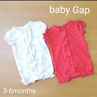 ベビーギャップ(babyGAP)のベビーギャップ　ロンパース　赤白2点セット　60(ロンパース)