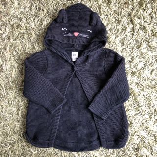 ベビーギャップ(babyGAP)のbabyGAP 黒猫コットンニットカーディガン 90センチ(カーディガン)