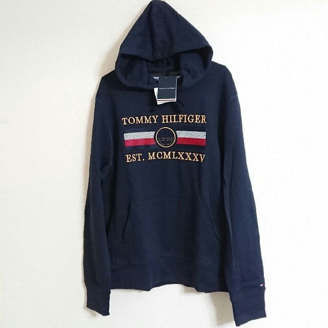 TOMMY HILFIGER - トミー 人気の刺繍ロゴ フーディ パーカー レア品