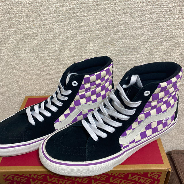 定価以下　VANS SK8HI PRO スケハイ チェッカー 紫 黒 26cmスニーカー