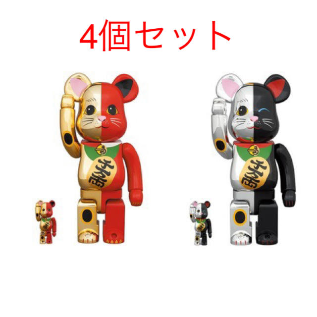 フィギュアBE@RBRICK 招き猫 金 赤 /銀 黒 100％ 400％セット - その他