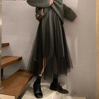 ザラ(ZARA)のレディース 新品 未着用 ロング スカート オーガンジー フリーサイズ N(ロングスカート)