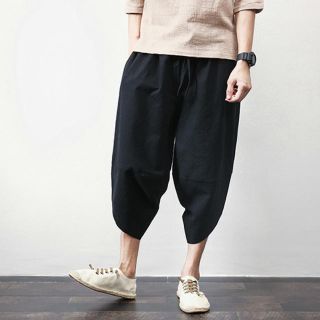 半額 50%オフ サルエルパンツ XL ブラック アラジンパンツ ガチョウパンツ(サルエルパンツ)