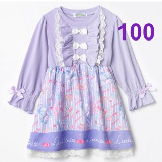 しまむら　エコネコ　ワンピース　紫　100(ワンピース)