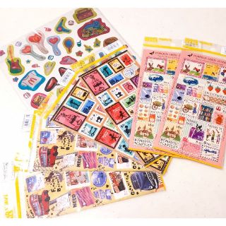 切手スタンプ風ステッカーシールセットアンティークコラージュ4枚セット(シール)