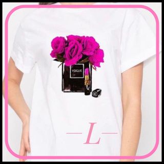 【激安 大特価】VOGUE香水 パープル×ブラック 大人綺麗 希少 Lサイズ(Tシャツ(半袖/袖なし))