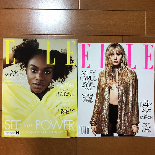 ELLE(エル)の海外誌ELLEエル2019年7月号(イギリス)2019年8月号(アメリカ) エンタメ/ホビーの雑誌(ファッション)の商品写真