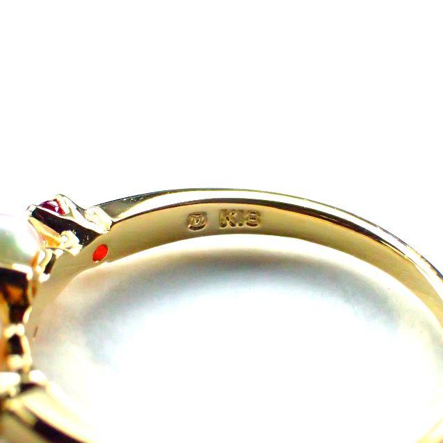 MIKIMOTO(ミキモト)のミキモト K18YG ベビーパール ルビー ダイヤ リング 真珠 レディースのアクセサリー(リング(指輪))の商品写真