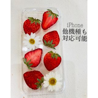 ハンドメイド　スマホケース　iPhoneケース　押し花　押しフルーツ(スマホケース)