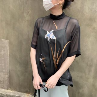 MameKurogouchi Embroidery Chiffon Blouse