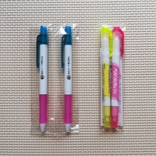 ペンテル(ぺんてる)の単色ボールペン&蛍光ペン 4本セット(ペン/マーカー)