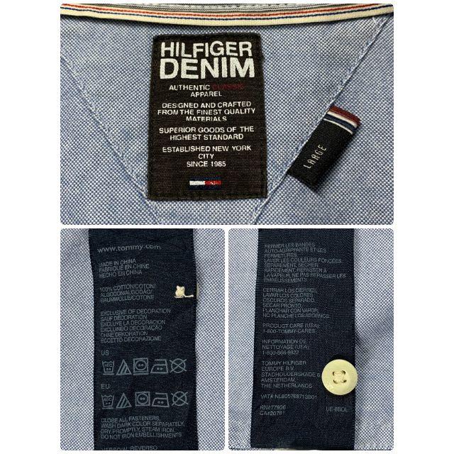 TOMMY HILFIGER(トミーヒルフィガー)の激レア 海外古着 トミーヒルフィガー DENIM ブルー 長袖コットンシャツ L メンズのトップス(シャツ)の商品写真