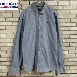 トミーヒルフィガー(TOMMY HILFIGER)の激レア 海外古着 トミーヒルフィガー DENIM ブルー 長袖コットンシャツ L(シャツ)