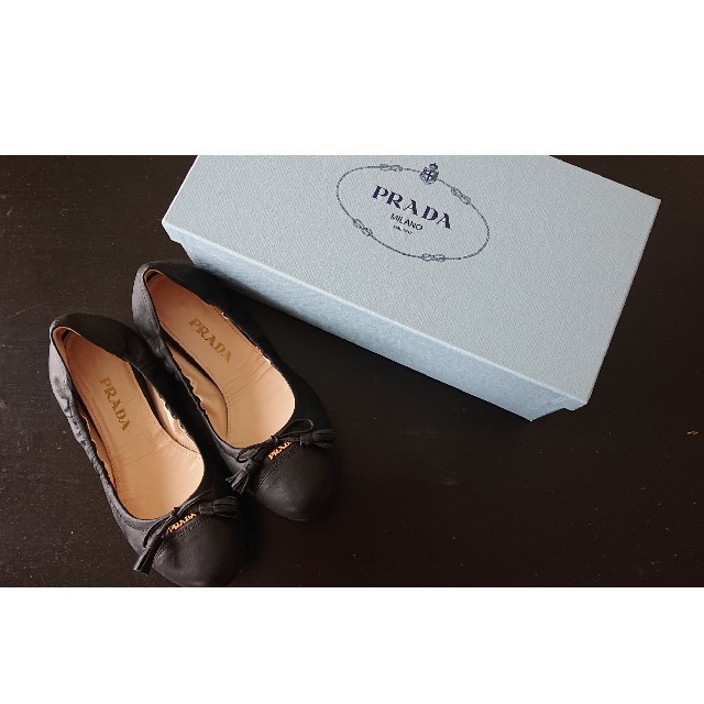 値下げ☆美品☆PRADA☆プラダ☆ブラックバレエシューズ☆37ハーフ