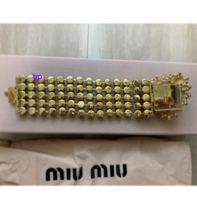 【未使用】miumiu ブレスレット　ビジュー　ハート　パール