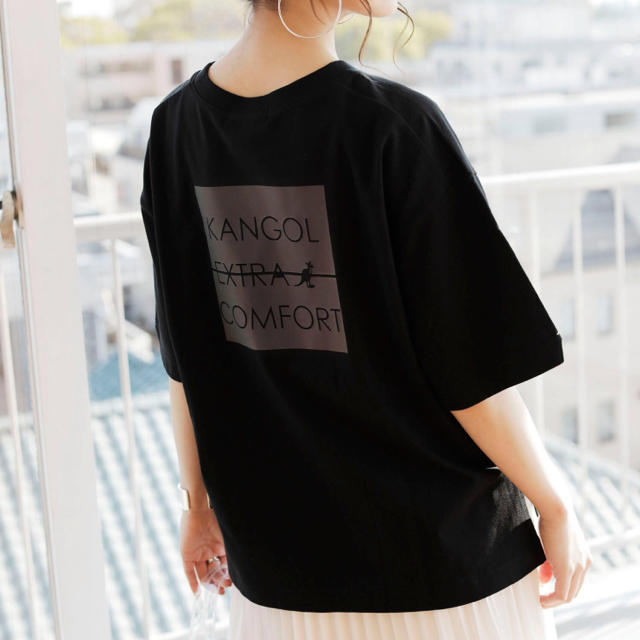 KANGOL(カンゴール)の【KANGOL EXTRA COMFORT】ネーム風ロゴT 黒Ｌ レディースのトップス(Tシャツ(半袖/袖なし))の商品写真