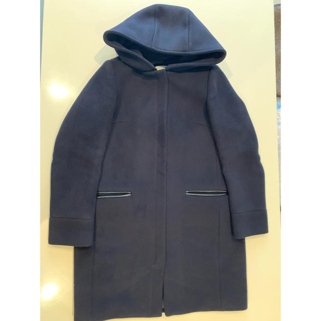 IENA(イエナ)のイエナ　二重織シャルム　フード付きコクーンコート　40 ネイビー レディースのジャケット/アウター(ロングコート)の商品写真