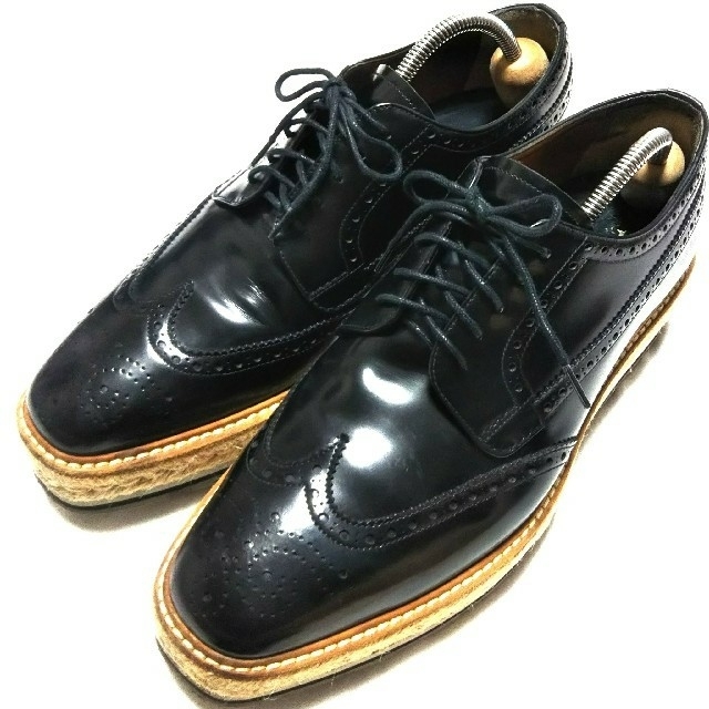 PRADA 厚底6,5 レザー デザインシューズ PRADA 厚底6,5 レザー デザインシューズ