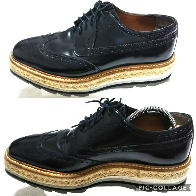PRADA 厚底6,5 レザー デザインシューズ PRADA 厚底6,5 レザー デザインシューズ