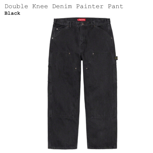 Double Knee Denim Painter Pant 32 black