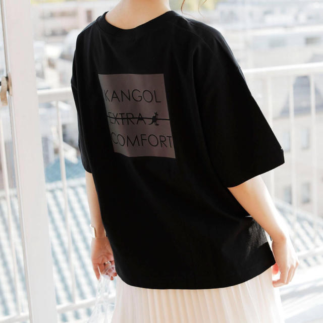KANGOL(カンゴール)の【KANGOL EXTRA COMFORT】ネーム風ロゴT 黒Ｌ レディースのトップス(Tシャツ(半袖/袖なし))の商品写真