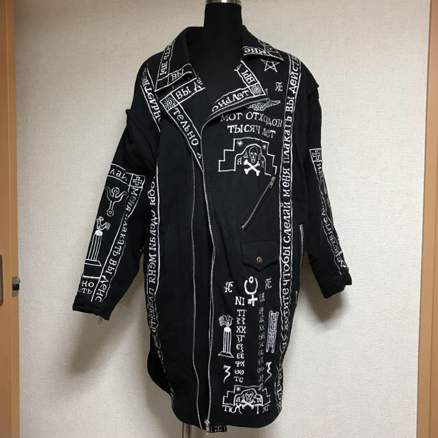 Kokon to zai (KTZ)(ココントーザイ)のKTZチャーチ柄ロングライダースジャケット メンズのジャケット/アウター(ライダースジャケット)の商品写真