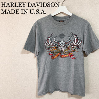 ハーレーダビッドソン(Harley Davidson)のハーレーダビッドソン Tシャツ グレー メンズS USA製 アメリカ製 古着(Tシャツ/カットソー(半袖/袖なし))