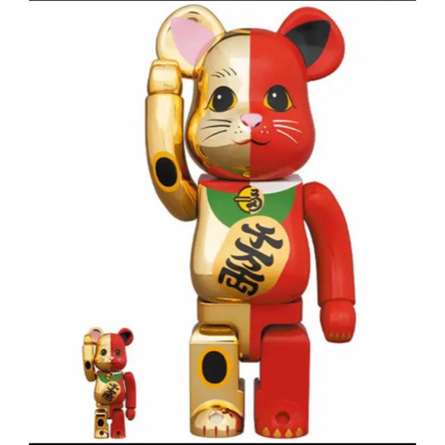 MEDICOM TOY(メディコムトイ)のBE@RBRICK ベアブリック 招き猫 金×赤/銀×黒 100%&400%  エンタメ/ホビーのおもちゃ/ぬいぐるみ(キャラクターグッズ)の商品写真