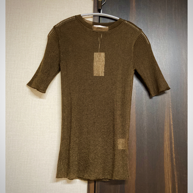 LE CIEL BLEU(ルシェルブルー)のLE CIEL BLEU ★ Seethrough Rib Knit Tops レディースのトップス(カットソー(半袖/袖なし))の商品写真