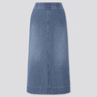 ユニクロ(UNIQLO)の新品未使用タグ付き◎デニムジャージースカート【サイズ】XL【カラー】ブルー(ひざ丈スカート)