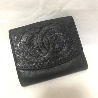 シャネル(CHANEL)の【CHANEL】Ｗホック折り財布★　レザー　黒色　シャネル(財布)