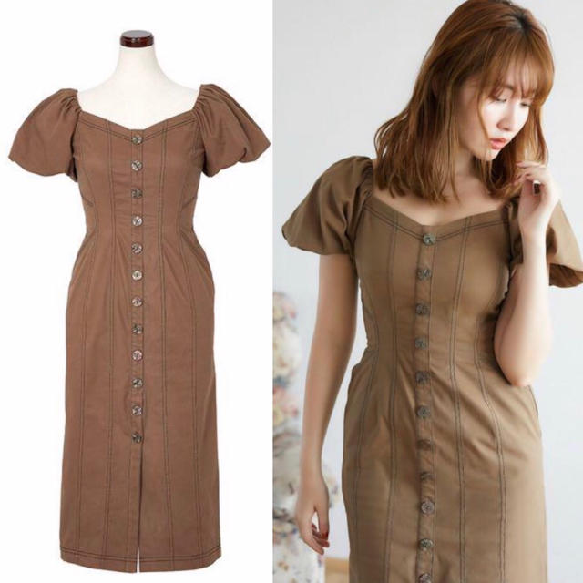 FRAY I.D(フレイアイディー)のherlipto puff sleeve midi dress  レディースのワンピース(ロングワンピース/マキシワンピース)の商品写真