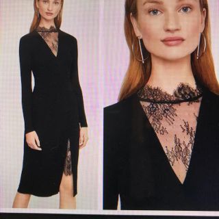 ビーシービージーマックスアズリア(BCBGMAXAZRIA)のBCBGニット⭐️レース付きワンピース(ロングワンピース/マキシワンピース)