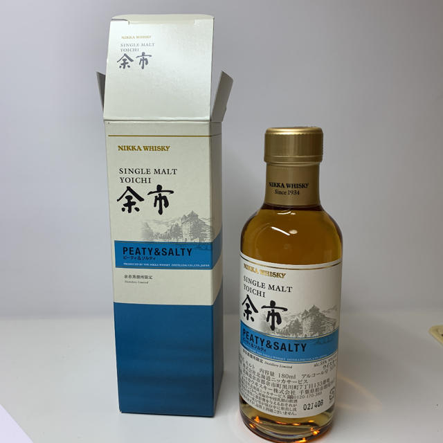 ニッカウヰスキー(ニッカウイスキー)のシングルモルト余市 ピーティー&ソルティ 180ml 食品/飲料/酒の酒(ウイスキー)の商品写真