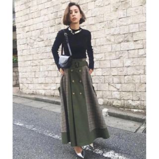 アメリヴィンテージ(Ameri VINTAGE)のAmeri CHECK TRENCH SKIRT(ロングスカート)