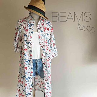 ビームス(BEAMS)の貝ボタンの花柄シャツワンピ♡(シャツ/ブラウス(長袖/七分))