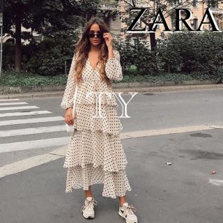 Zara 完売品 ザラ ドット柄 フリル ティアード ワンピース ドレス リボン シフォンの通販 By Ty S Shop ザラならラクマ