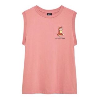 ディズニー(Disney)の【新品】GU ディズニーコラボ　アリス　ノースリーブTシャツ　ピンク　XL(Tシャツ(半袖/袖なし))