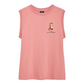 ディズニー(Disney)の【新品】GU ディズニーコラボ　アリス　ノースリーブTシャツ　ピンク　XL(Tシャツ(半袖/袖なし))