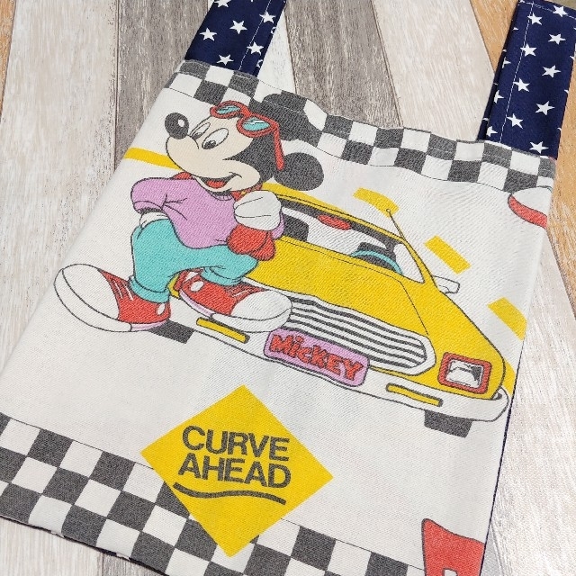 Disney(ディズニー)のビンテージシーツ ミッキーエコバッグ   お弁当 コンビニ 買い物袋 ハンドメイ ハンドメイドのファッション小物(バッグ)の商品写真