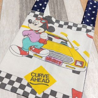 ディズニー(Disney)のビンテージシーツ ミッキーエコバッグ   お弁当 コンビニ 買い物袋 ハンドメイ(バッグ)