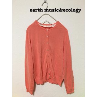 アースミュージックアンドエコロジー(earth music & ecology)のearth music&ecology  カーディガン 長袖　ピンク Mサイズ(カーディガン)