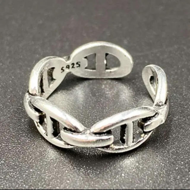 シルバー925 Hリング カレッジリング チェーン 指輪 シルバーアクセサリーF メンズのアクセサリー(リング(指輪))の商品写真