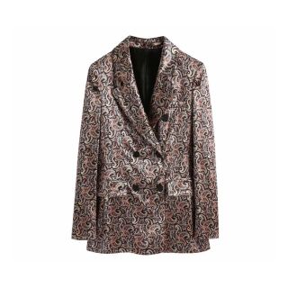 ザラ(ZARA)の🍁秋新作🍁2350◆レトロ vintage 柄 ベルベット ジャケット ブレザー(テーラードジャケット)