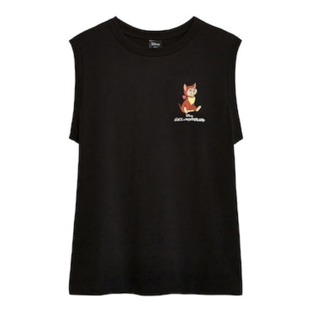 Disney(ディズニー)の【新品】GU ディズニーコラボ　アリス　ノースリーブTシャツ　ブラック　L レディースのトップス(Tシャツ(半袖/袖なし))の商品写真