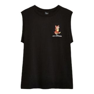 ディズニー(Disney)の【新品】GU ディズニーコラボ　アリス　ノースリーブTシャツ　ブラック　L(Tシャツ(半袖/袖なし))