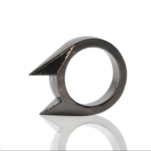 ねこ耳スパイクリング ガンメタリック メンズのアクセサリー(リング(指輪))の商品写真